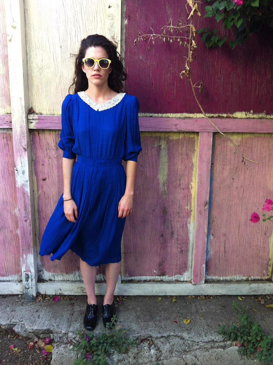 VINTAGE Secretary Good Girl Lolita Granny Dress 80s 90s Party Attire