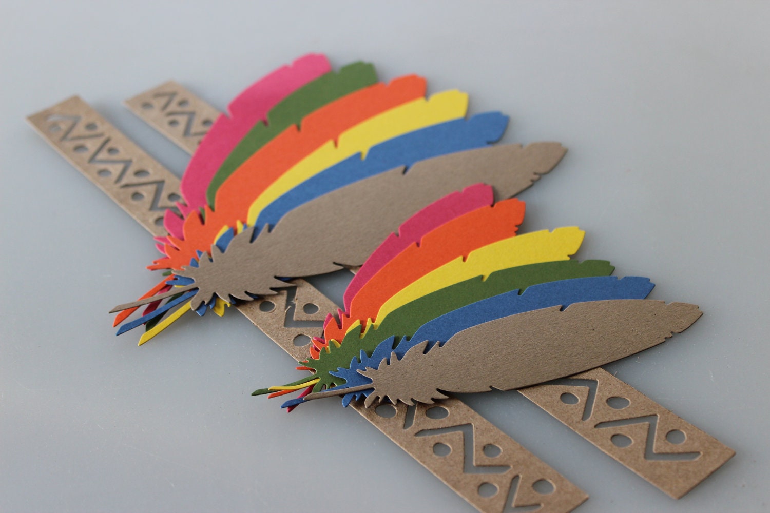 Paper Feathers Tags Die Cut - Set of 50 - Your choice of colors - Great for labeling and crafts Il_170x135