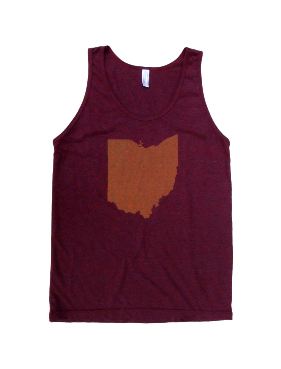 American Apparel SUPER SOFT Vintage Feel Unisex Tri-Blend Tank - Ohio State in Yellow on Cranberry