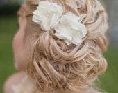Bridal Silk Flowers Wedding Hair Flower Small Silk Flowers Ivory White Flower Hair Clip - Kaitlyn MADE TO ORDER