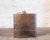 Customized Leather Hip flask - Recycled Leather Strips, Hand Engraved, Best Man Gift - Gx2homegrown