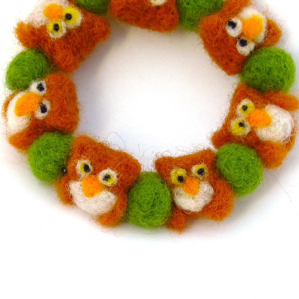 Cute Owl bracelet - Wool felt bracelet - Bracelet with Owls - Spring bracelet - Wool jewelry - drudruchu