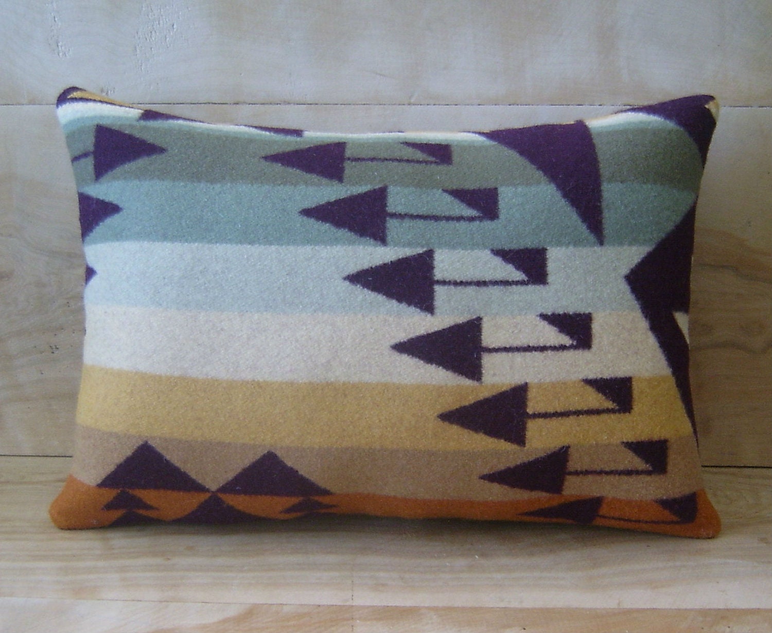 Pillow - Pendleton Wool Fabric - Arrow Tribal Geometric Mint Sage