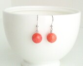 Pink Coral Earrings by Kluster. Coral Pink. Orange Coral Earrings. Bridesmaid Gift for Coral Wedding. Sponge Coral & 100% Sterling Silver.