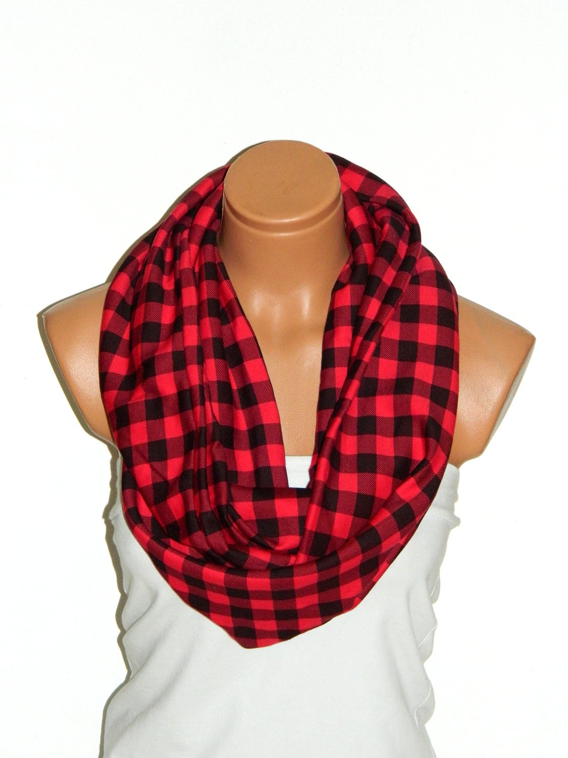 Plaid scaf,Loop Scarf,Circle Scarf, textile red,black Scarf,Cowl Scarf,Nomad Cowl....plaid scarf...