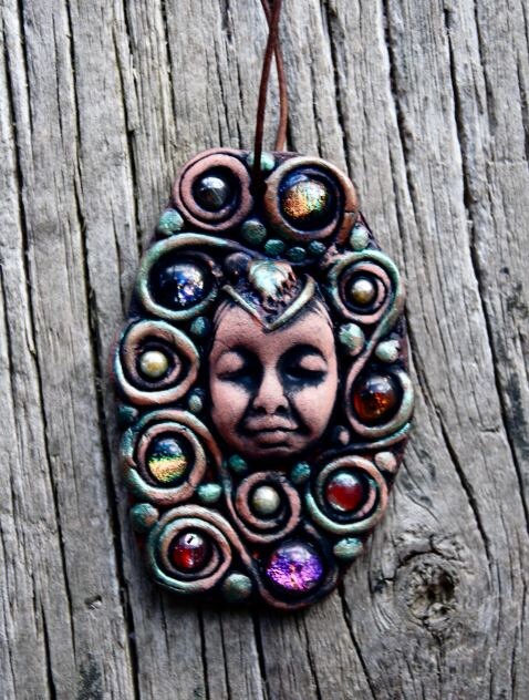 Queen of Abundance Handcrafted Clay Pendant