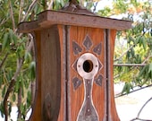 The Regina: Art Deco Birdhouse Made of Reclaimed Barn Wood and Metal Roofing--Made to Order