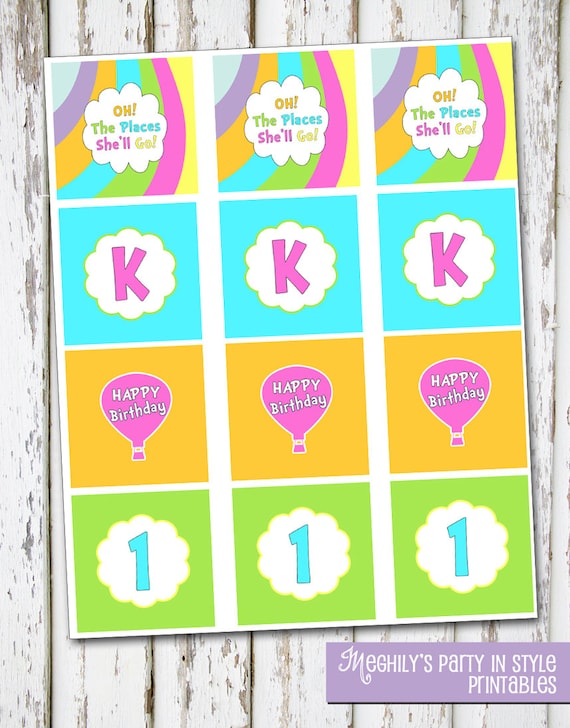 Oh The Places You'll Go - Birthday/Baby Shower/Graduation Cupcake Toppers Il_570xn