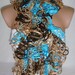 Knitted Camel,Turquoise, Brown Ruffled Scarf, Ruffle Scarf by Arzu's Style