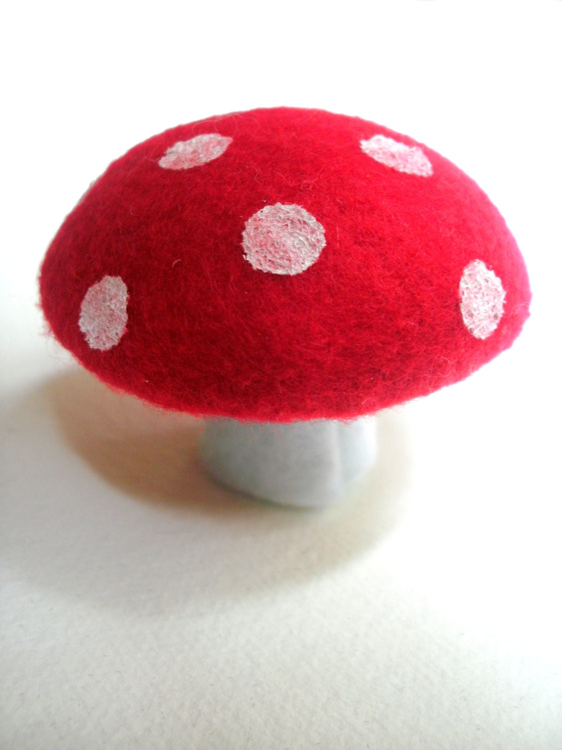 Set of 3 Whimsical Handmade Red Felt Mushrooms Toadstools
