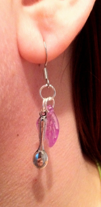 Purple and Silver Spoon Earrings