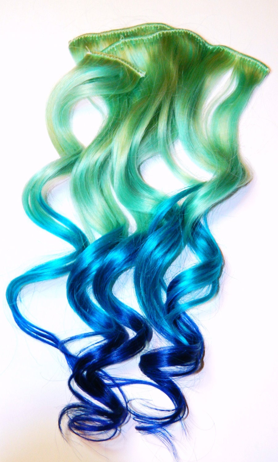 Pastel Mermaid Ombre 14 INCH Clip In Human Hair Extensions Dip Dye Tye Dye Blue Rainbow Hair