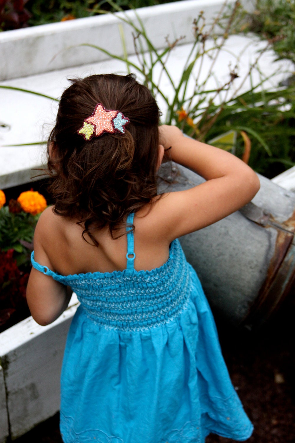 Back to School - Triple Star Barrette - (Hand Embroidered)
