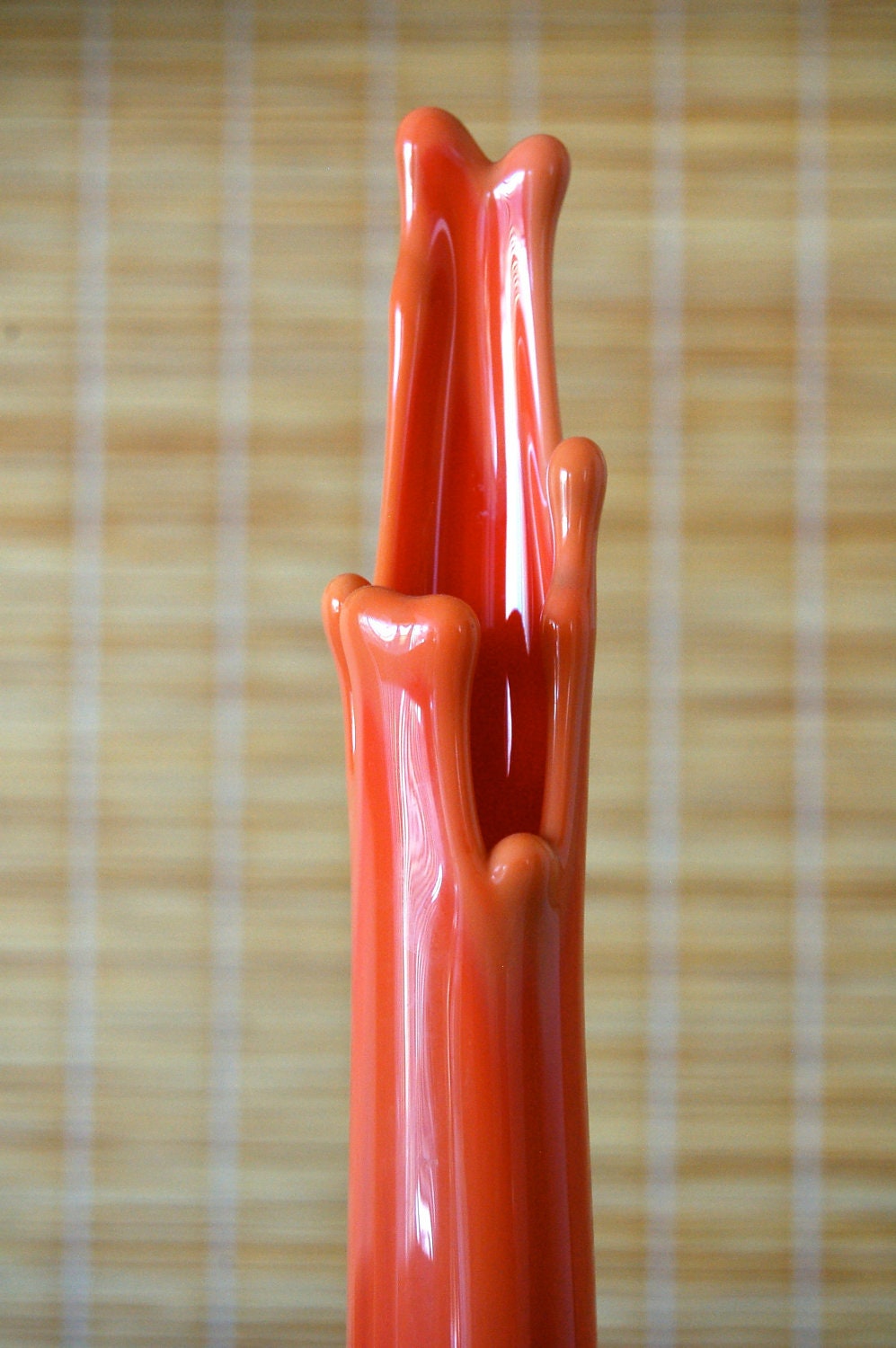 Vintage Vase - 1960s Orange Swung Glass Vase/Art