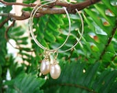 Just Peachy Pearls tear drop hoop earrings
