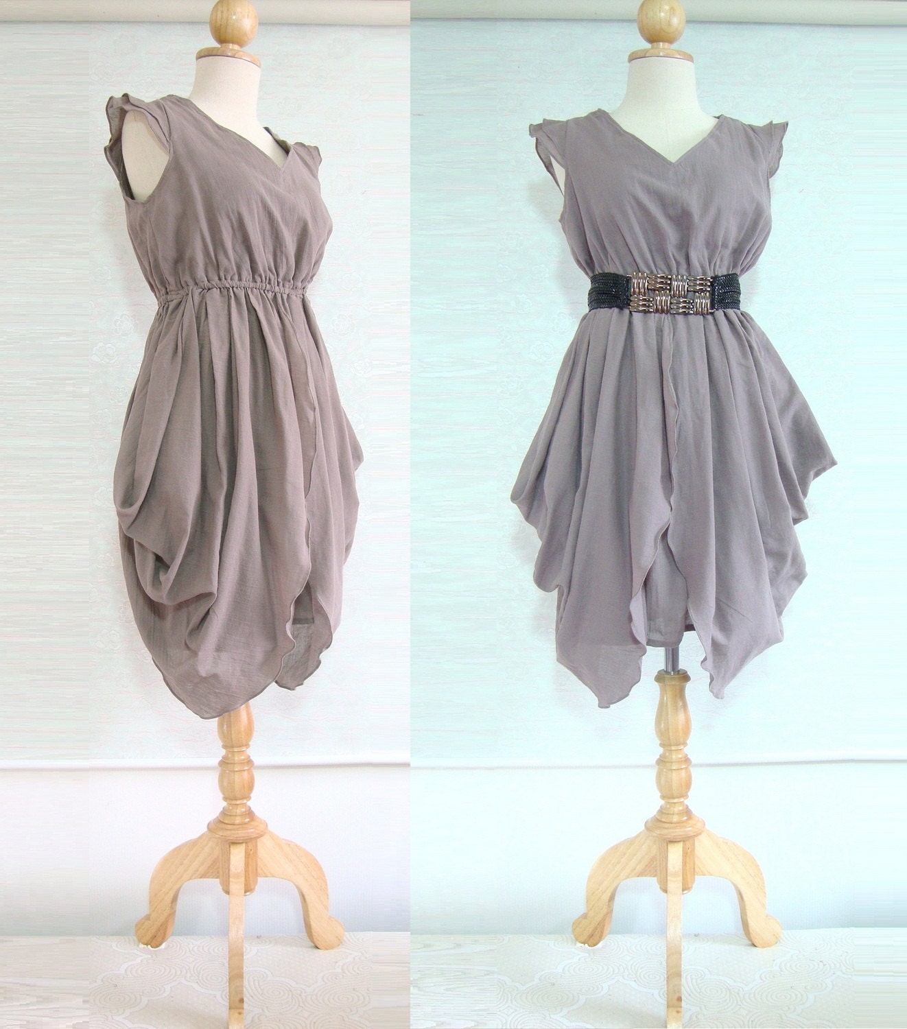 Sexy Women Pleated Party Soft Purple Gray Mini Dress / Cocktail Dress / Mini Dress - 'The Fairy' small to extra large
