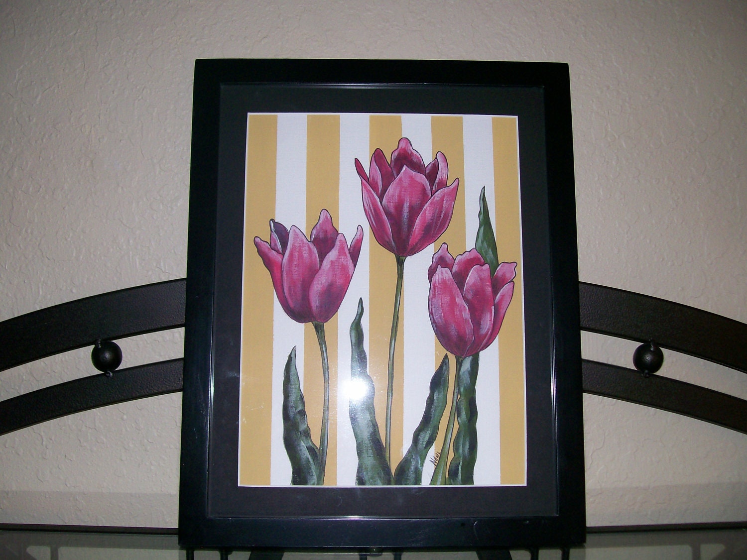 Original Art Acrylic Floral Painting , Set of 3 Paintings, Tulip Study