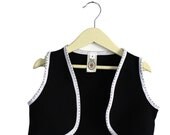 Dark Blue Children Vest / Children Clothing / Kids Clothing  / Vest With White Stitched Ribbon Finish