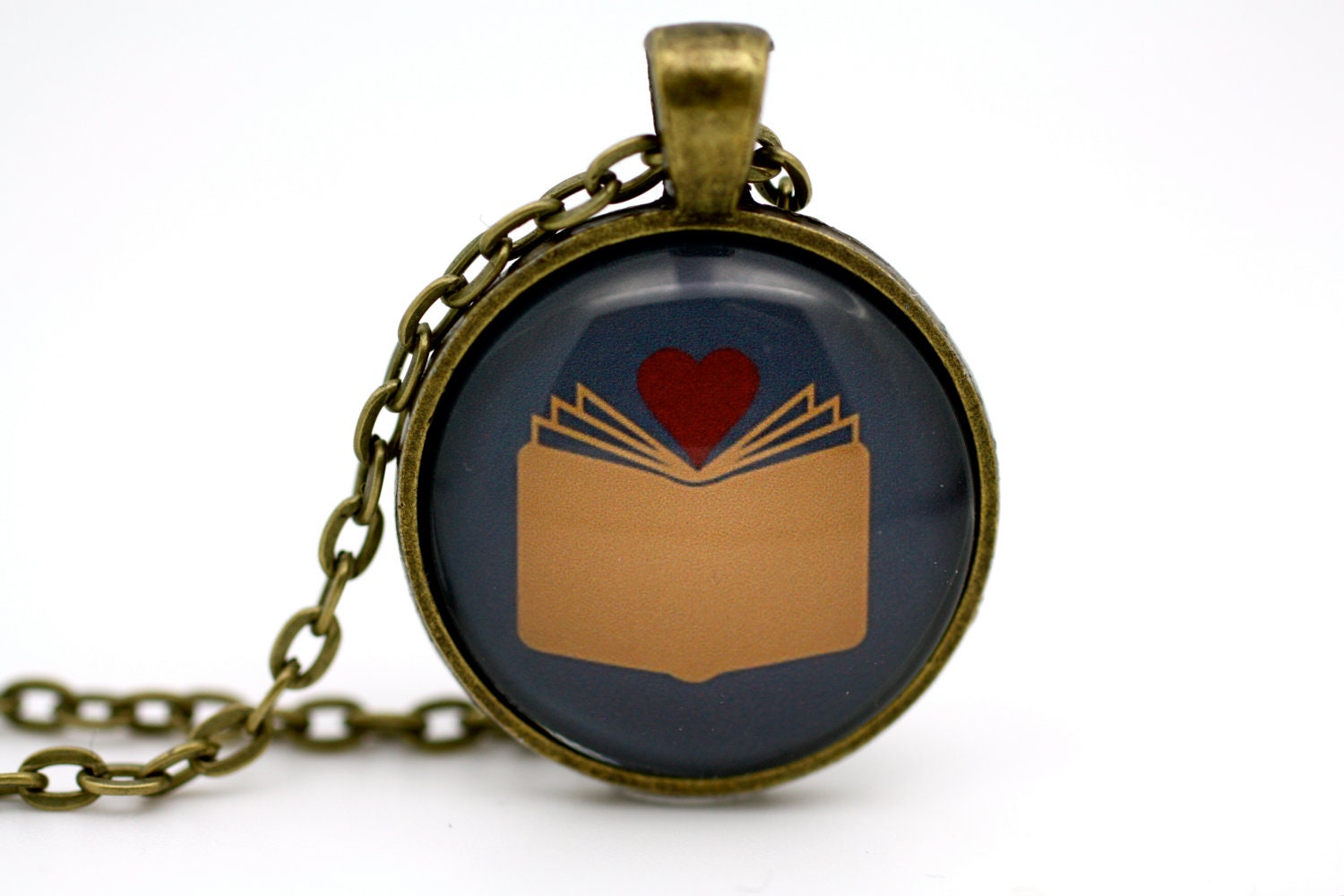 I Love Reading 'I Found My Love In A Book' Necklace in Blue