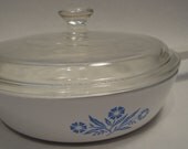 Vintage Corning Ware Blue Corn Flower Menu-ett Skillet Casserole and Lid