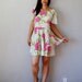 vintage CHIFFON party dress / 1960s ruffled full skirt NEON floral dress