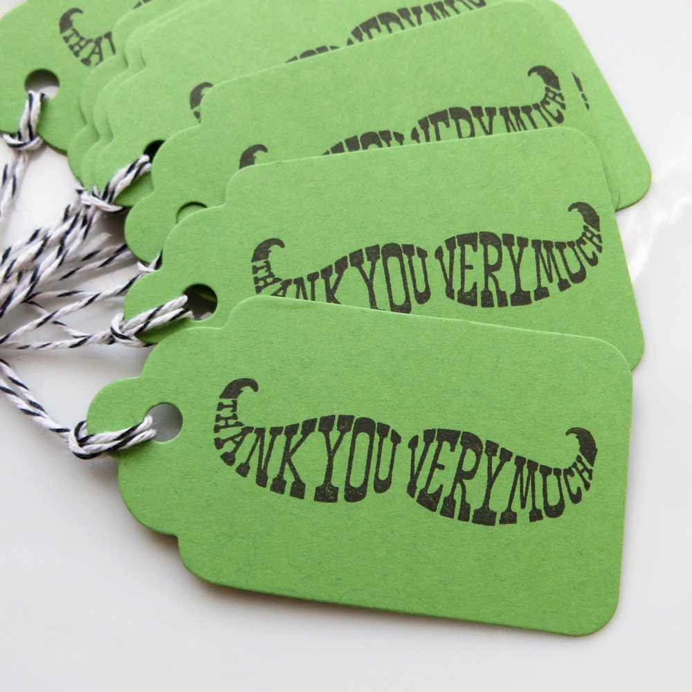 Thank You Very Much Tags Mustache - Set of 8 - Custom Colors Available - Thank You Party Tags Mustache Tags Il_570xn