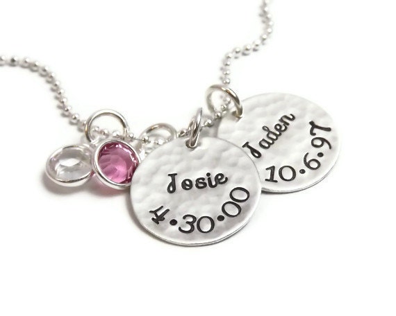 Personalized Mother's Necklace - Handstamped Sterling Silver