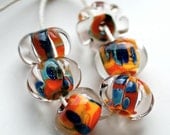 Sale lampwork beads ooak orphan bead set handmade lampwork beads boro beads zanzibar set of 6 rich color beads paulbead