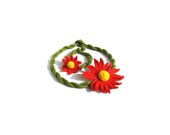Crochet Flower Choker Necklace and Bracelet set Gerbera Design