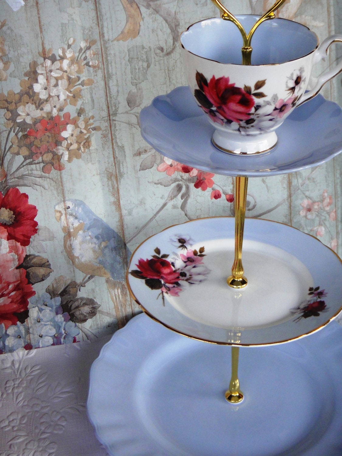 3 tier Cake Stand  Honey Bunch Royal Stafford J & G Meakin Glamour Sol Celeste