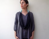 The tribal necklace - handmade in charcoal and light aquamarine jersey fabric