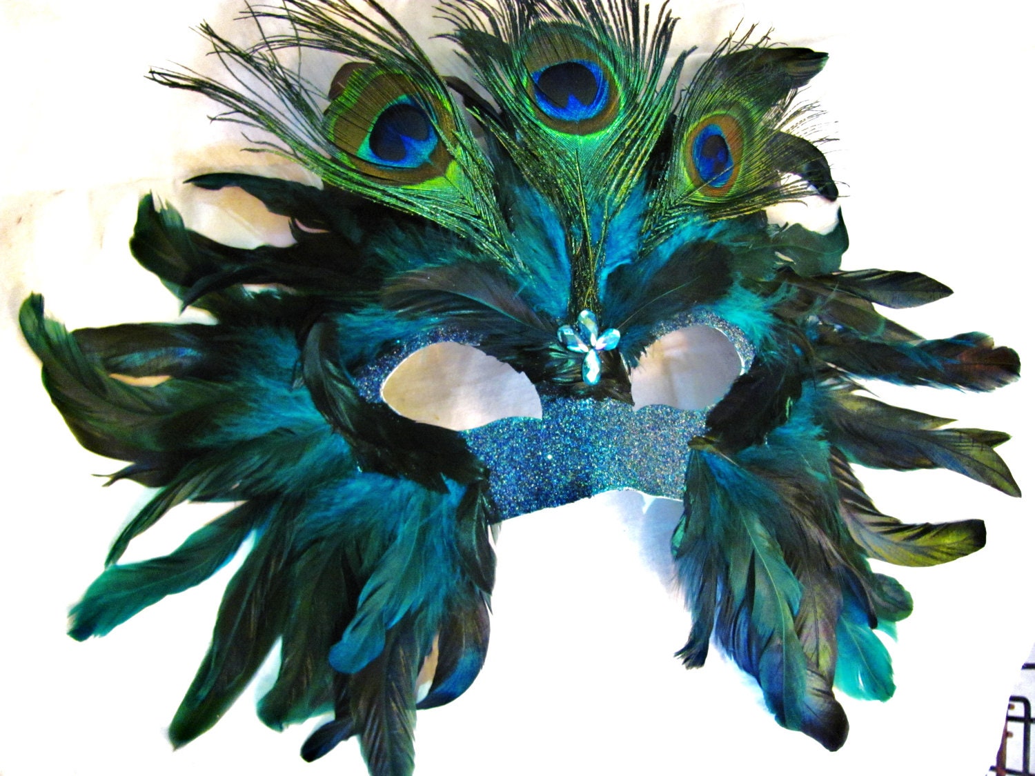 Handmade Custom Peacock Mask / On Sale / Feather Mask / Masquerade Mardi Gras - OohRILEYhoO