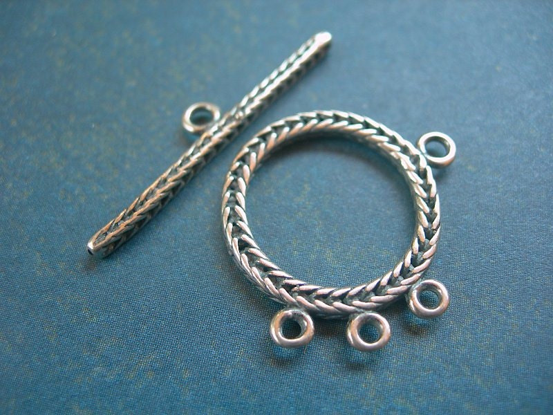 Silver Toggle Clasp with Extra Hanging Loops Braided Rope JBB Designer Quality lot of 2 sets