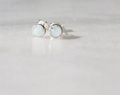 Small Aquamarine Stud Earrings - Sterling Silver Pale Blue Gemstone Rounds - Joy, Protection, Peace, Healing, March Birthstone