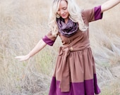 Color Block Dress, Brown and Purple - TeakaMarie