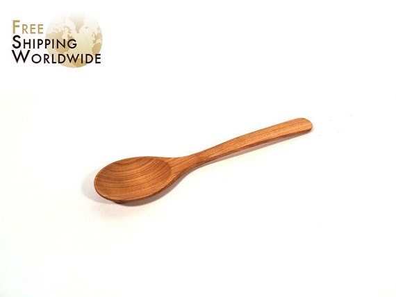 Wooden Spoon for eating soups and other fluid food - adult size - from Cherry wood