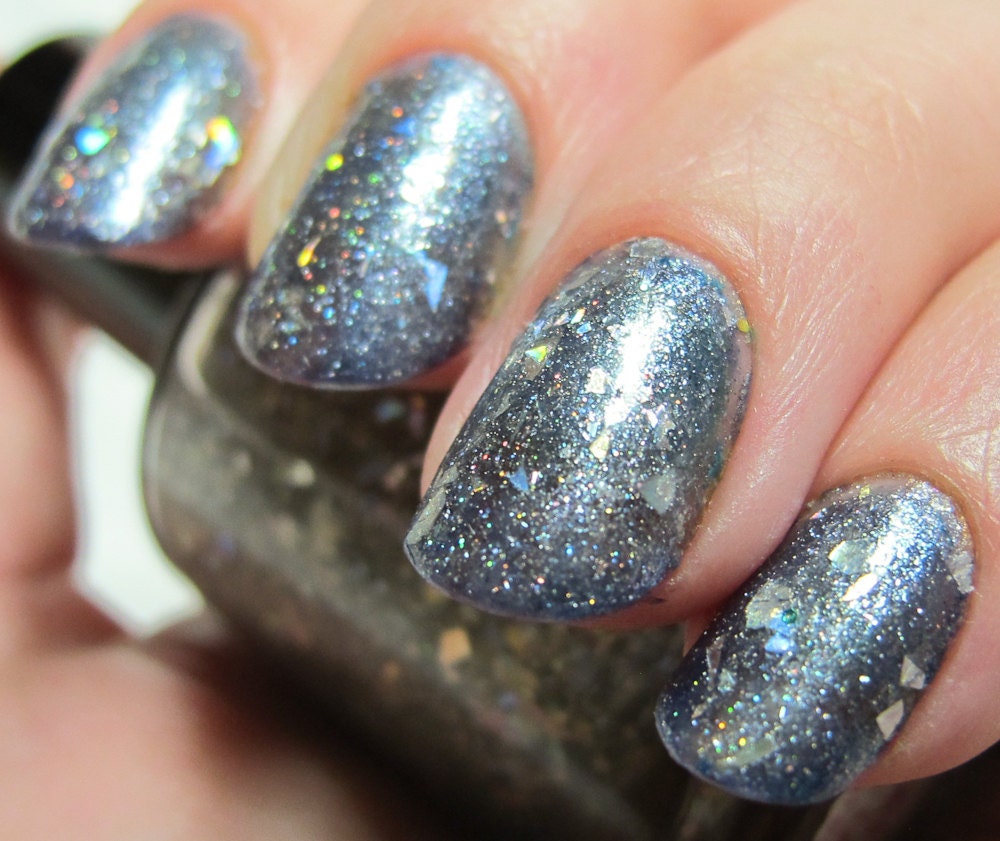Broken Holo Theory Nail Polish - shredded holographic silver top coat