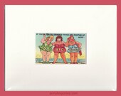 Vintage Fat Postcard Print - You Choose - 3.5 x 5 image in 8.5 x 11 mat