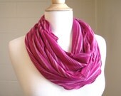 Infinity Scarf Fuchsia Pink Stripe jersey circle cowl - Ready to Ship