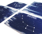 Star Maps : (set of four) screenprinted and embroidered wall decor