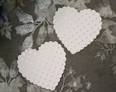 Set of 24 Scalloped Wedding Hearts Decorations - hand punched polkadot paper hearts for gift tags or confetti.