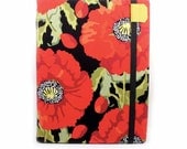 iPad cover - Big Poppies - hardcover ipad case, made to order, red poppy floral, book style ipad folio