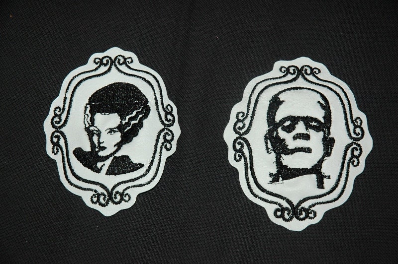 Vinyl Monster Patches Horror Movie Frankenstien - black and white