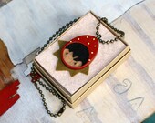 SALE Strawberry Sprite...Mahogany and felt necklace