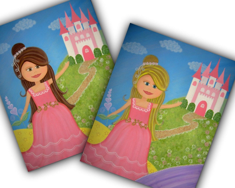 CANVAS PRINT: Children Decor Girls Kids Art Prints - Princess Castle Kids Wall Art for Kids Room Art from Kids Paintings by TwoLittleWitches