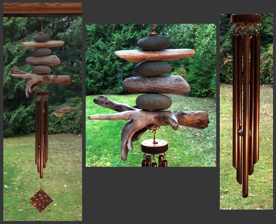 Wind Chime, Beach Stones, Driftwood, Copper, Windchime, Windchimes, Wind Chimes