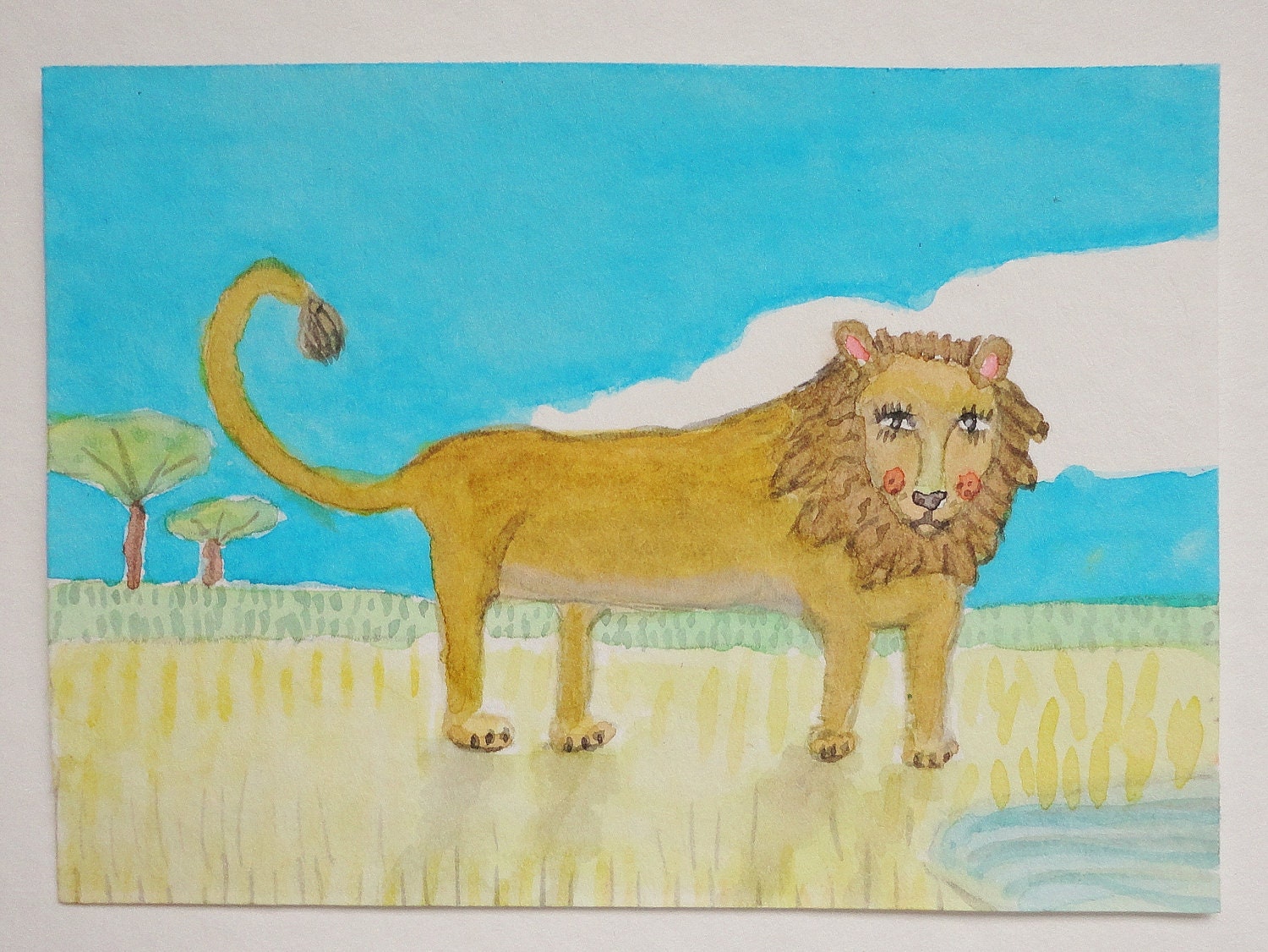 Oh Henry at The Waterhole - Original ACEO