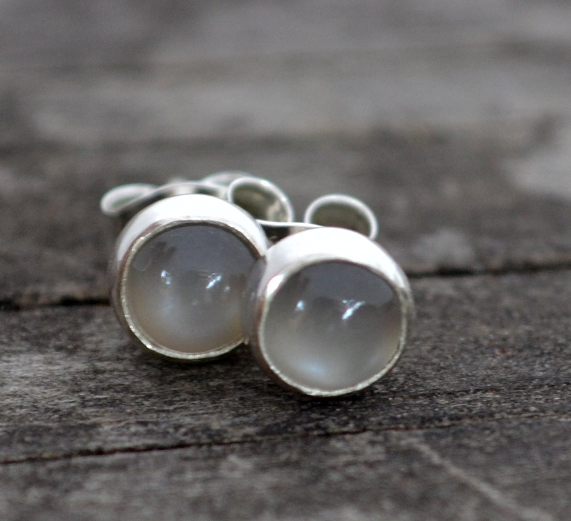 sterling silver and moonstone stud earrings