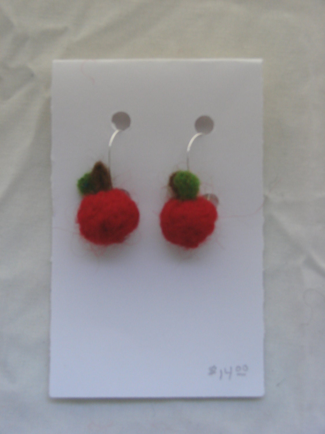 Felted Apple Earrings