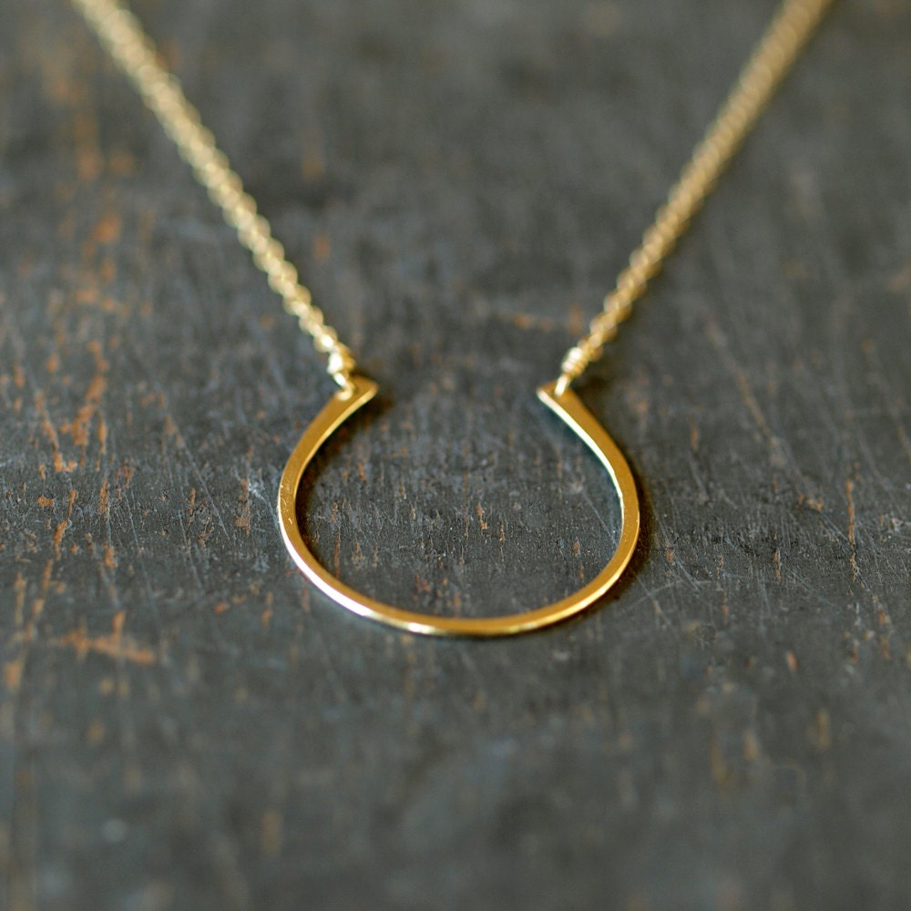 Lucky Necklace Gold Good Luck Horseshoe Equestrian Handmade Goldfilled Jewelry